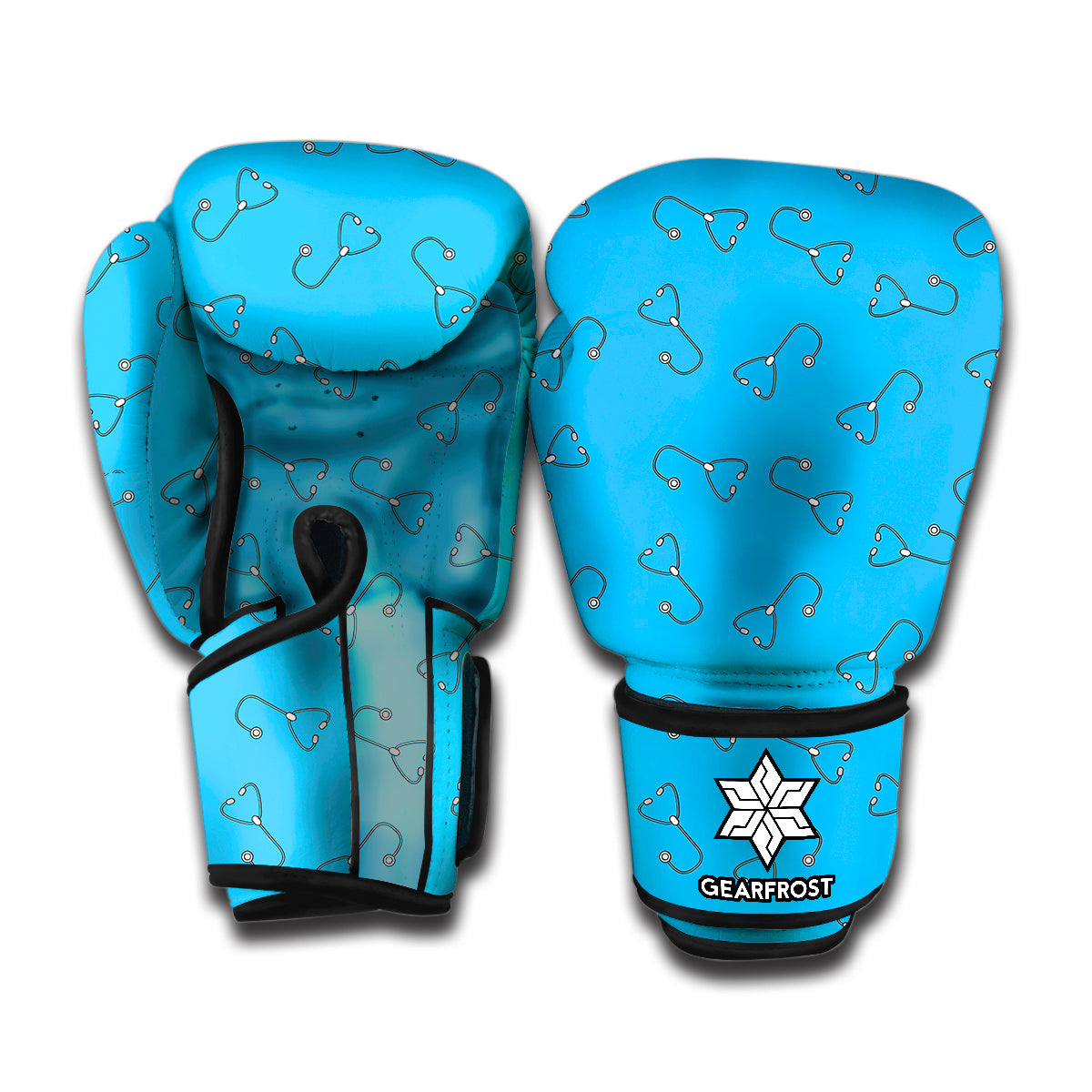 Blue Stethoscope Pattern Print Boxing Gloves