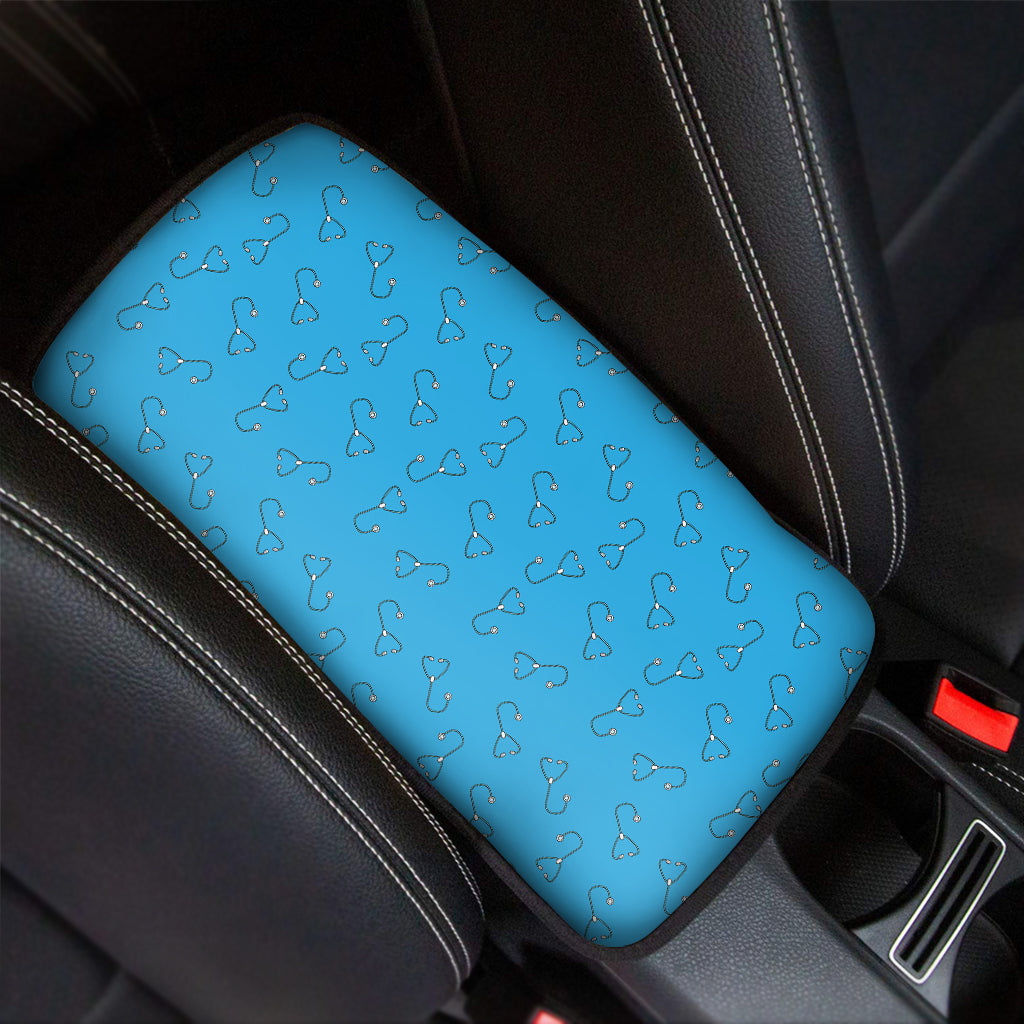 Blue Stethoscope Pattern Print Car Center Console Cover