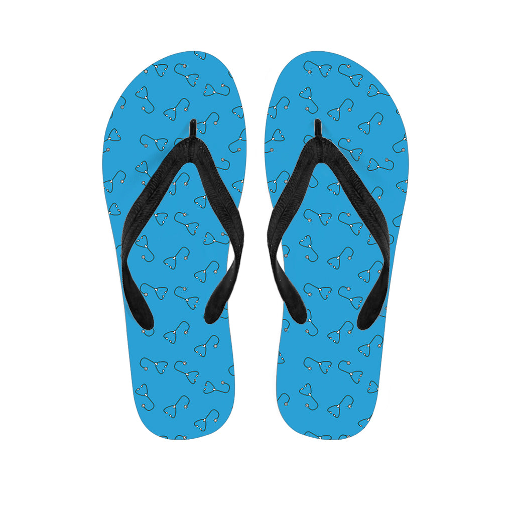 Blue Stethoscope Pattern Print Flip Flops