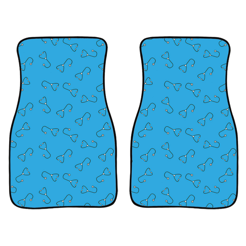 Blue Stethoscope Pattern Print Front Car Floor Mats