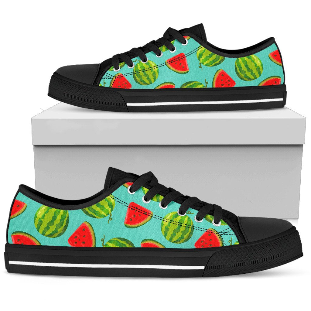Blue Summer Watermelon Pattern Print Women's Low Top Shoes