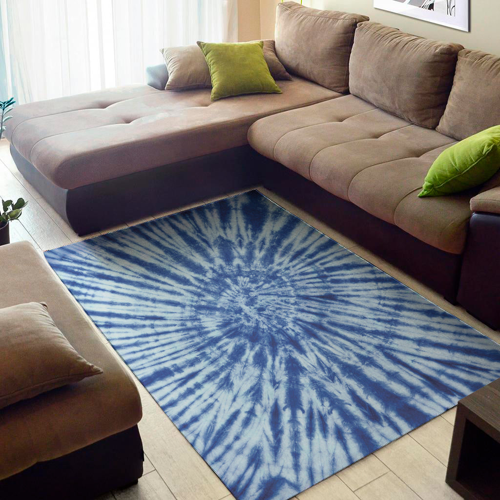 Blue Tie Dye Print Area Rug