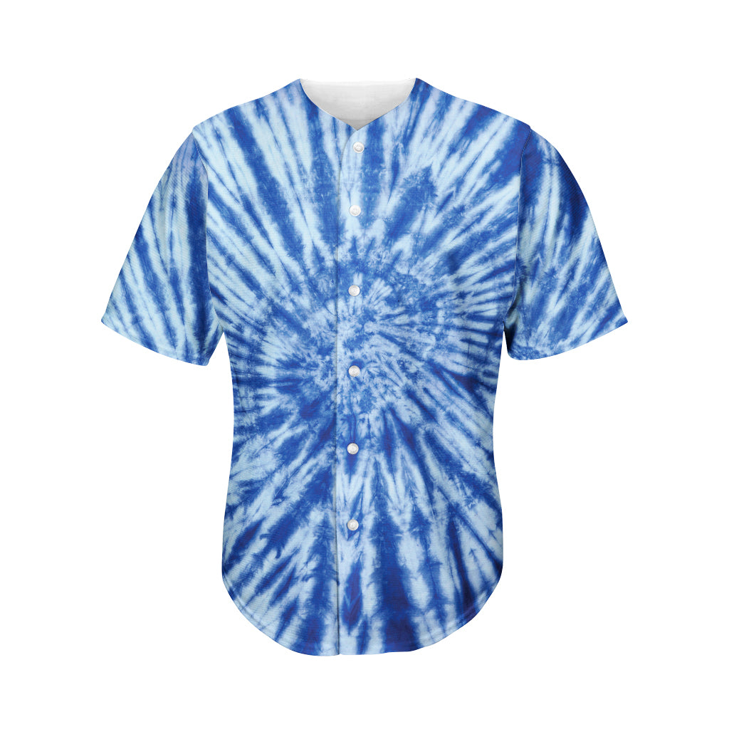 Blue Tie Dye Print Men's Baseball Jersey