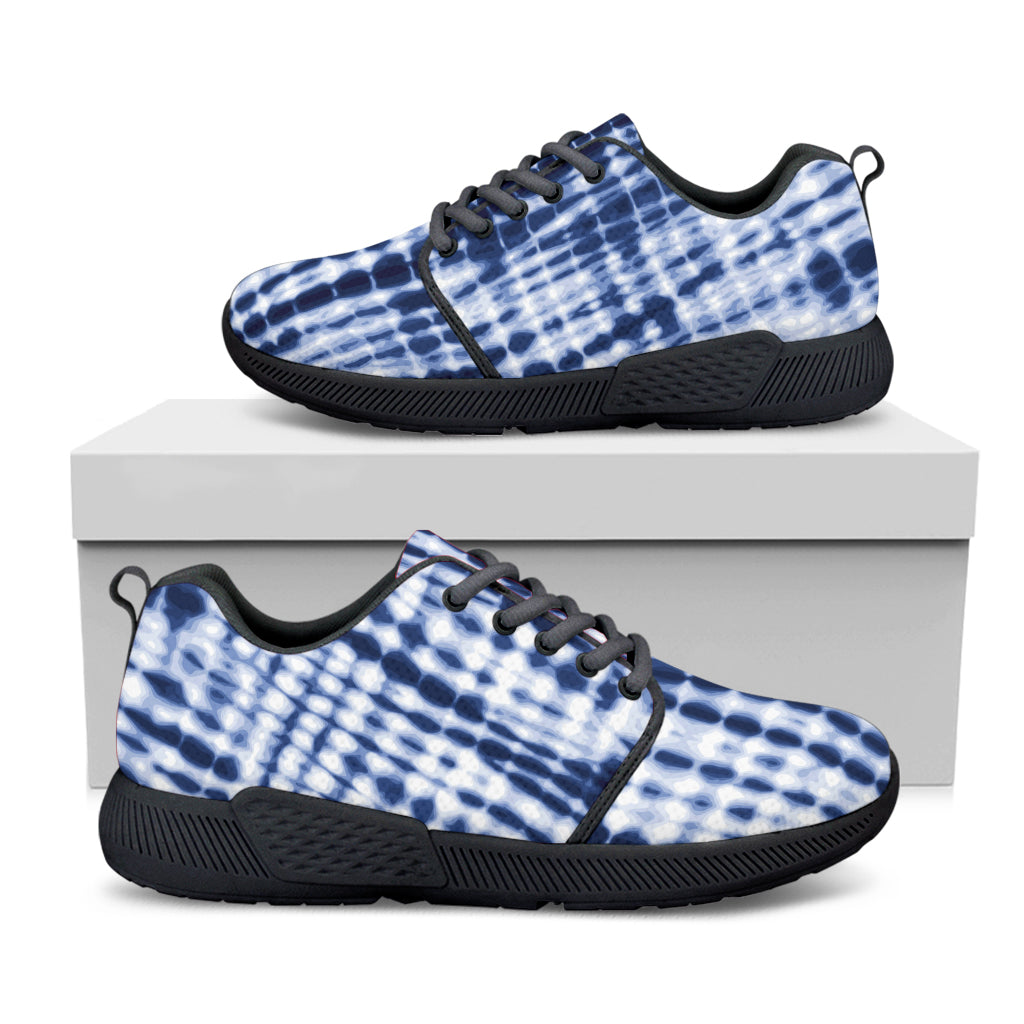 Blue Tie Dye Shibori Print Black Athletic Shoes