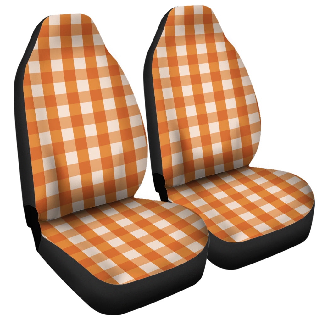 Burnt Orange And White Check Print Universal Fit Car Seat Covers
