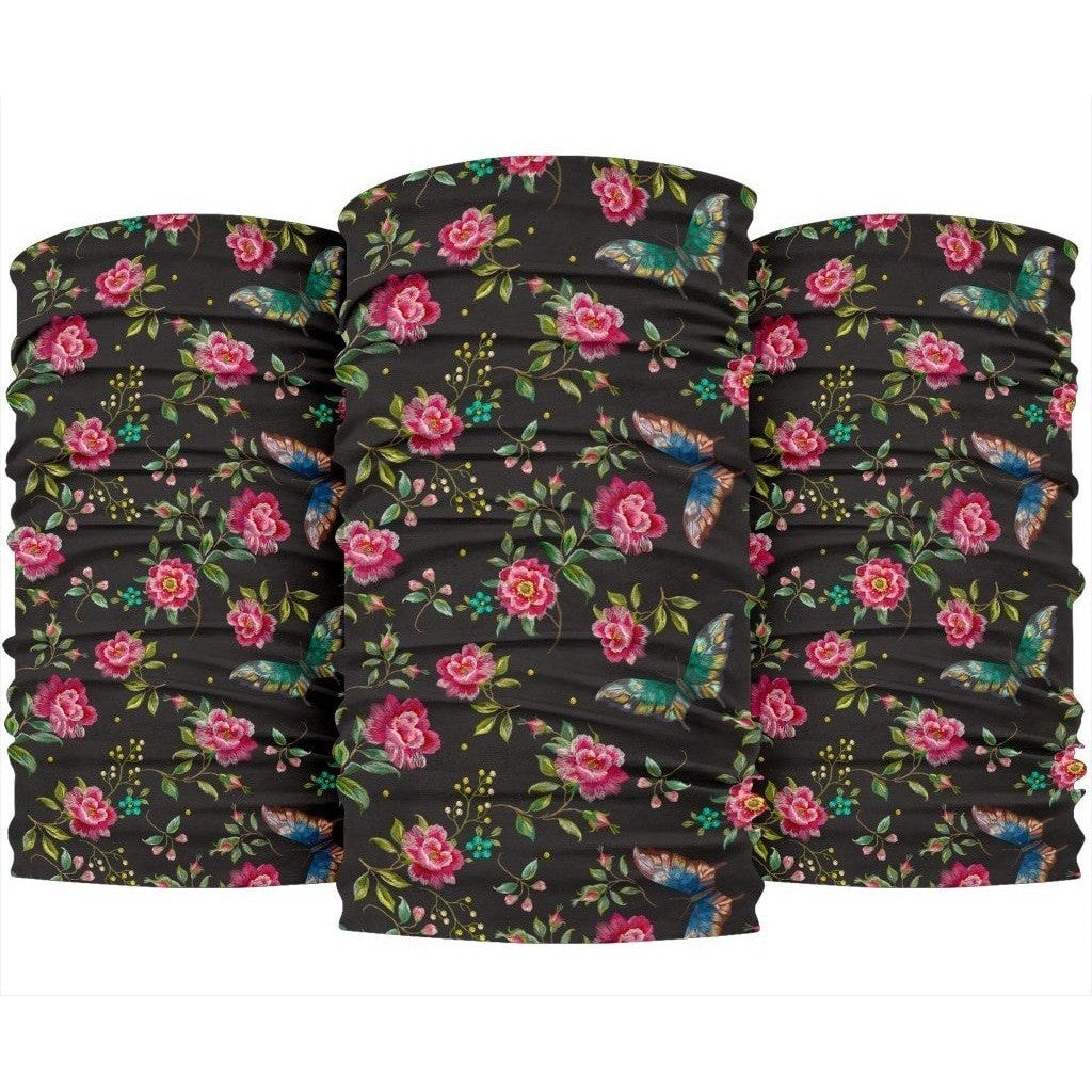 Butterfly And Flower Pattern Print 3-Pack Bandanas