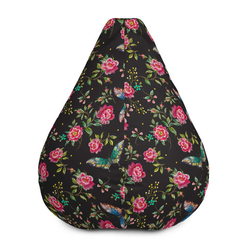 Butterfly And Flower Pattern Print Bean Bag Cover