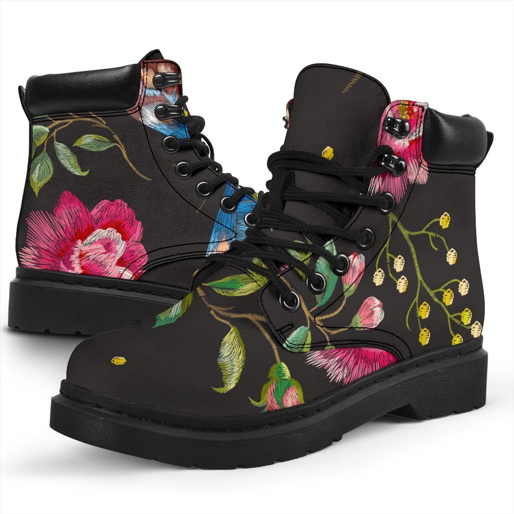Butterfly And Flower Pattern Print Classic Boots