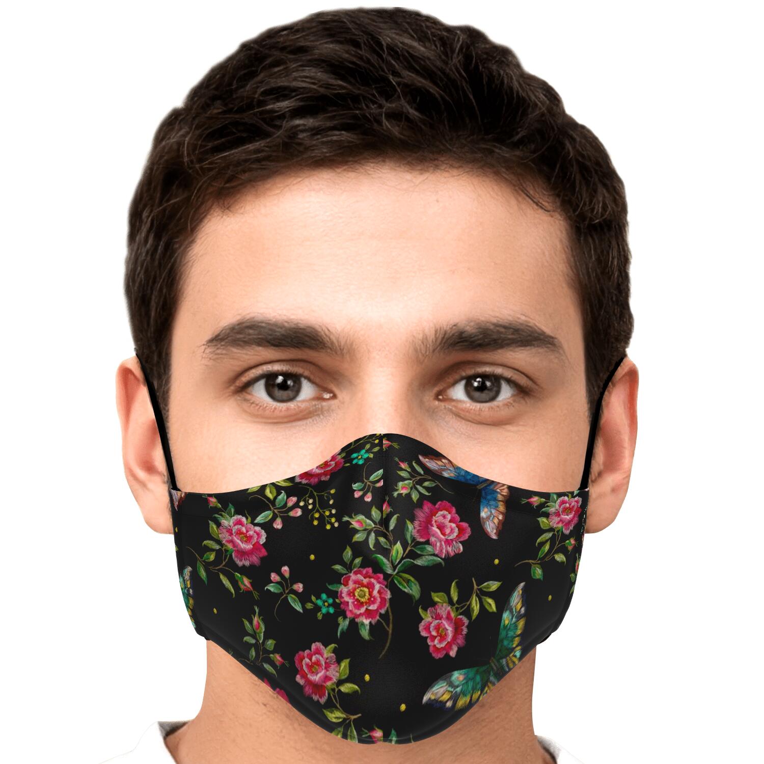 Butterfly And Flower Pattern Print Face Mask