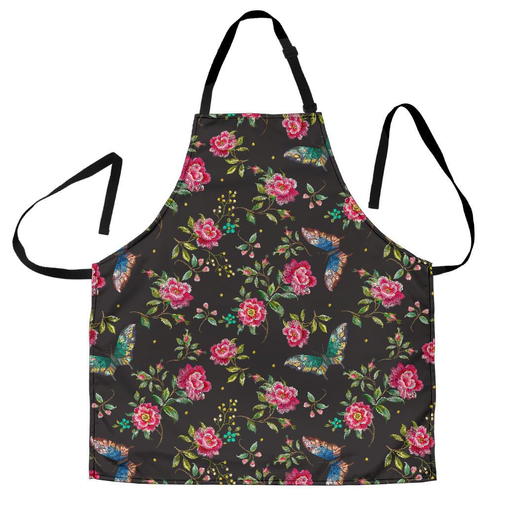 Butterfly And Flower Pattern Print Men's Apron