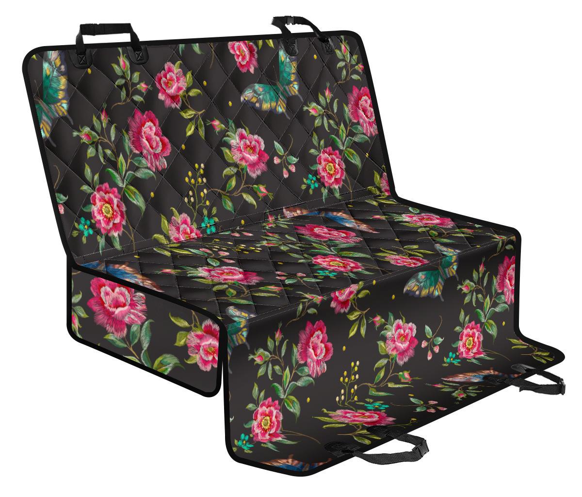 Butterfly And Flower Pattern Print Pet Car Back Seat Cover