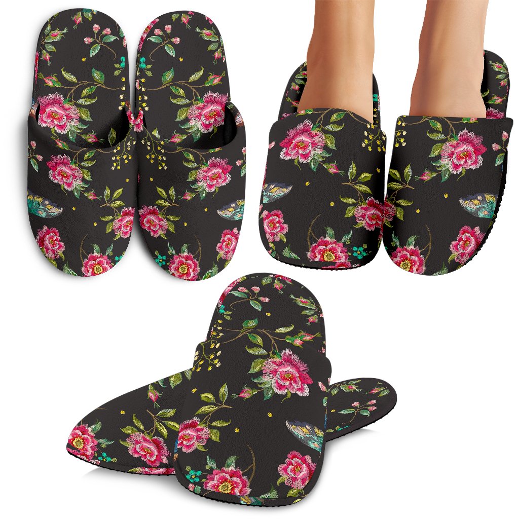 Butterfly And Flower Pattern Print Slippers