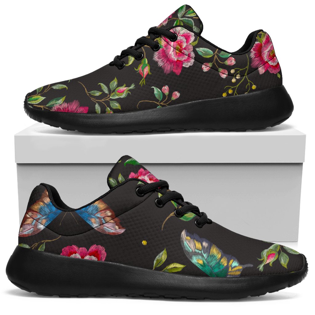 Butterfly And Flower Pattern Print Sport Sneakers