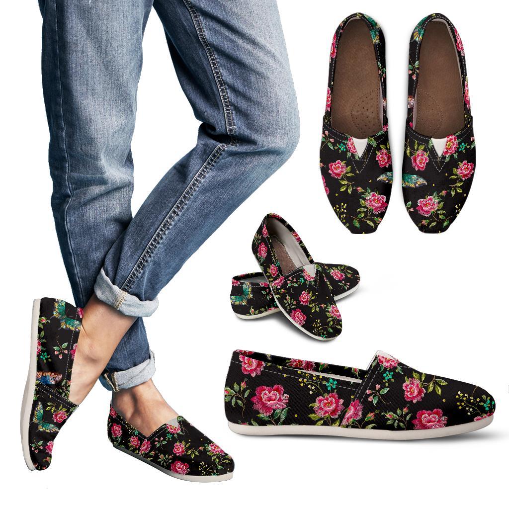 Butterfly And Flower Pattern Print Women's Casual Canvas Shoes