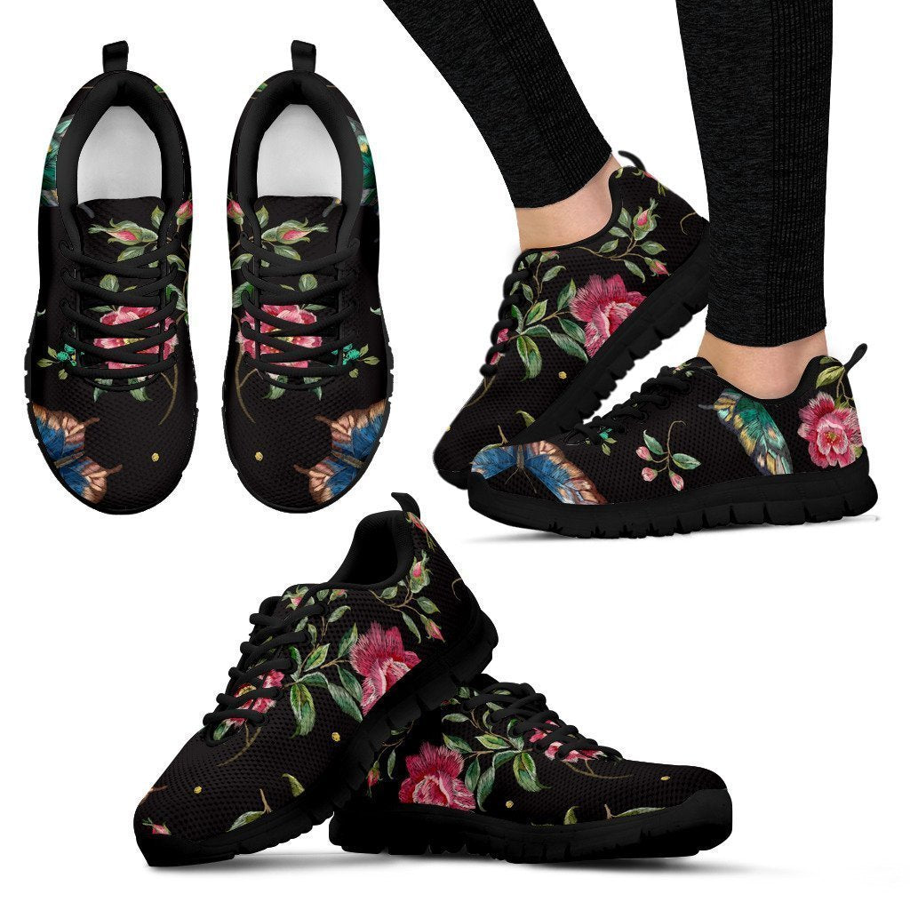 Butterfly And Flower Pattern Print Women's Sneakers