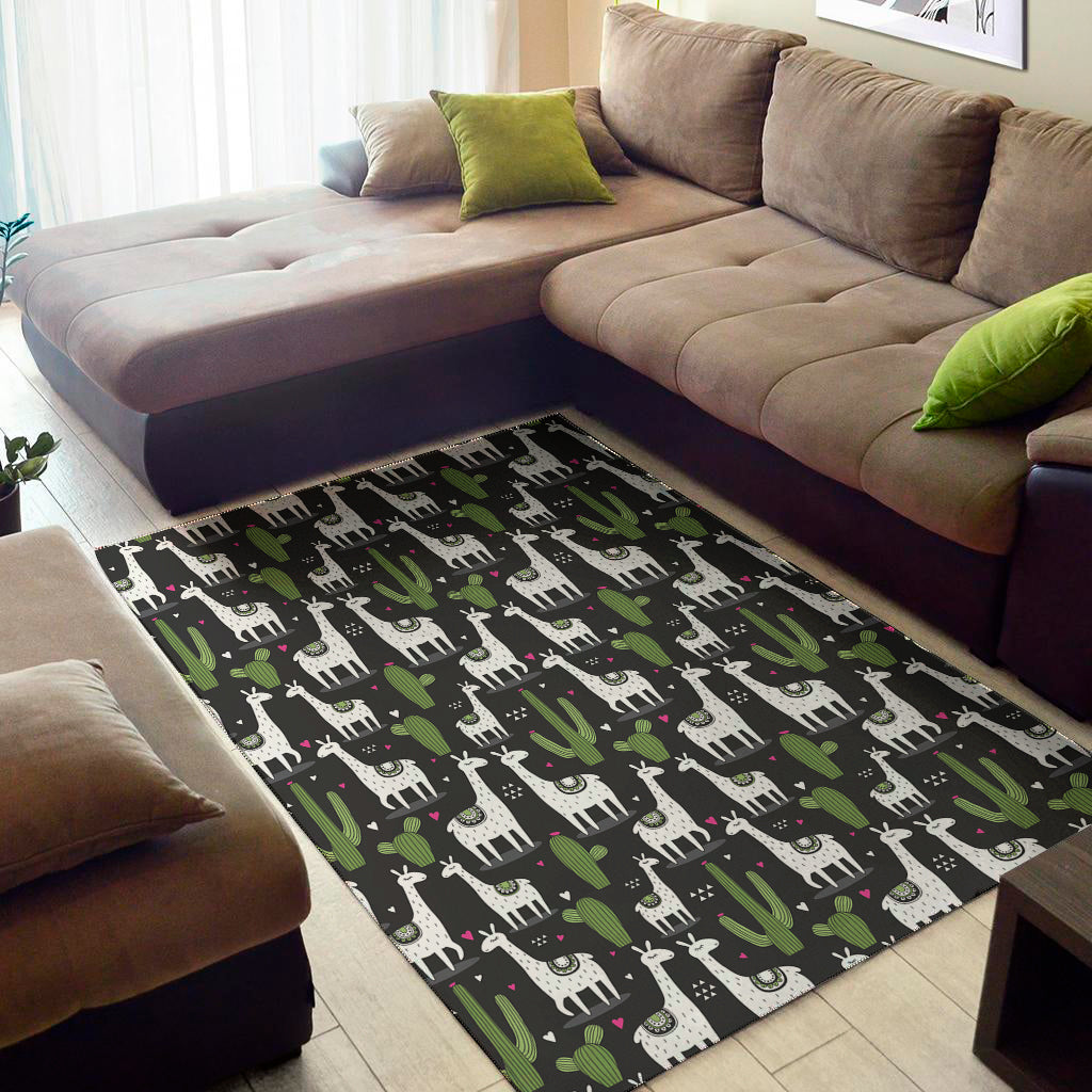 Cactus And Llama Pattern Print Area Rug