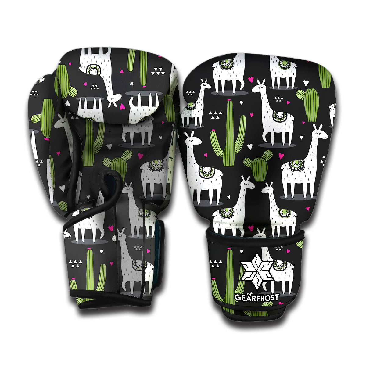 Cactus And Llama Pattern Print Boxing Gloves