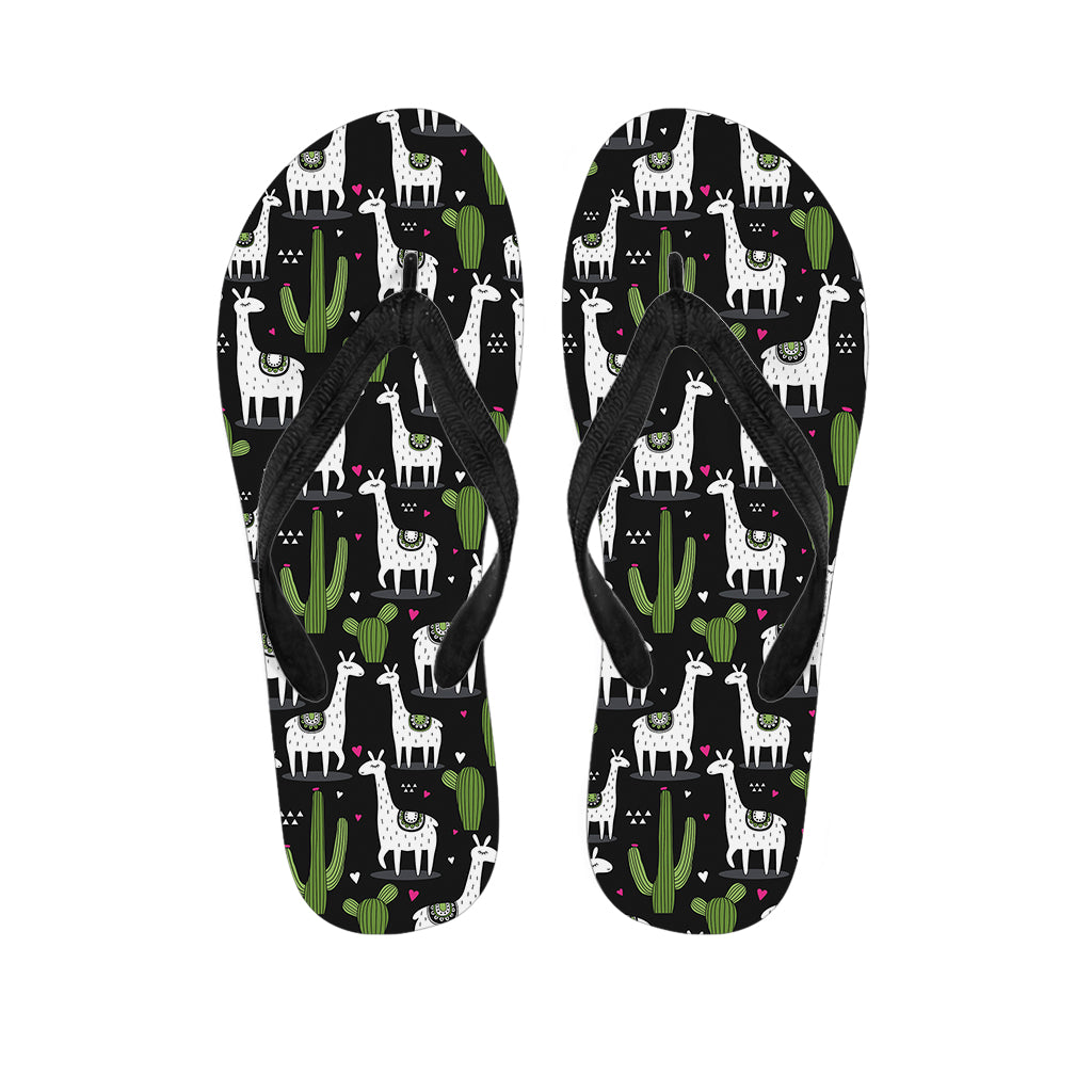 Cactus And Llama Pattern Print Flip Flops