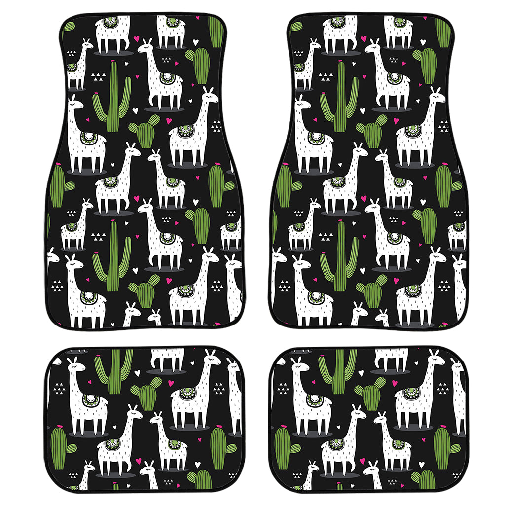 Cactus And Llama Pattern Print Front and Back Car Floor Mats