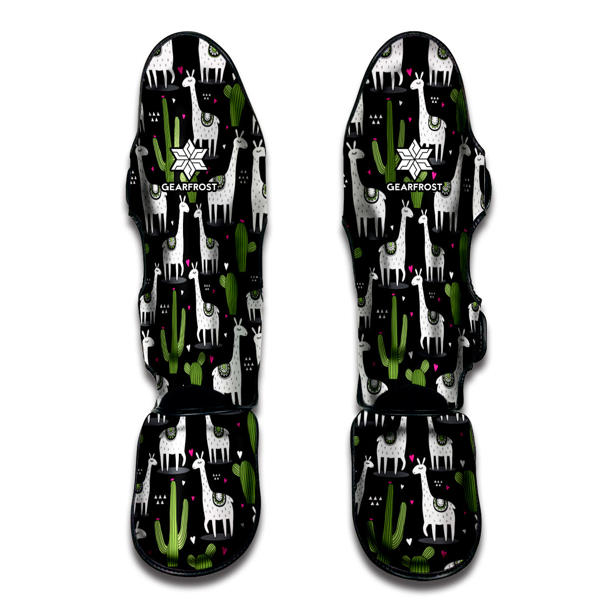 Cactus And Llama Pattern Print Muay Thai Shin Guards