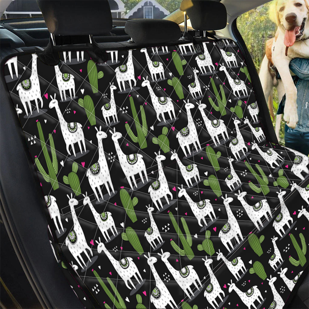 Cactus And Llama Pattern Print Pet Car Back Seat Cover