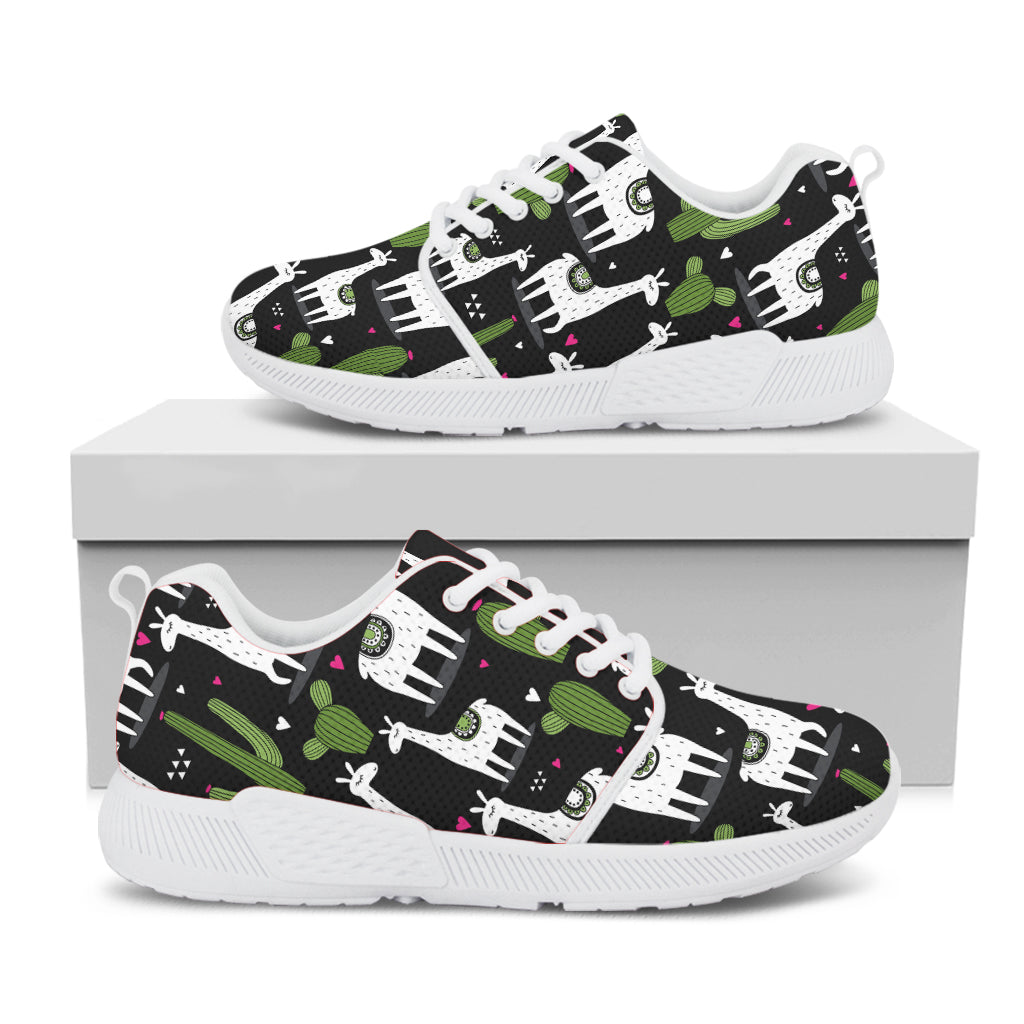 Cactus And Llama Pattern Print White Athletic Shoes