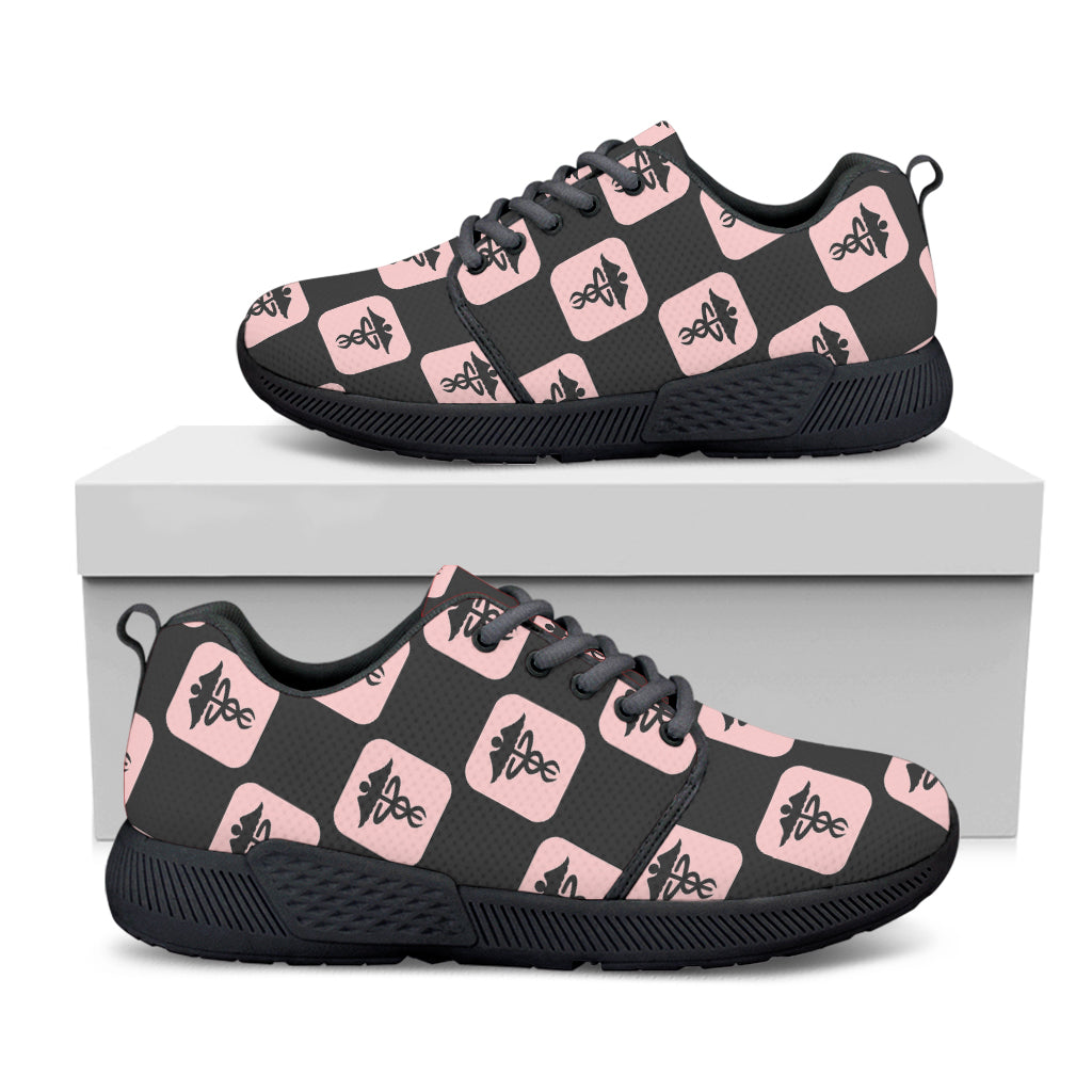 Caduceus Pattern Print Black Athletic Shoes