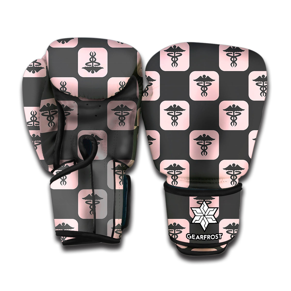 Caduceus Pattern Print Boxing Gloves