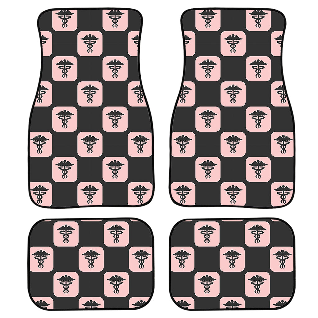 Caduceus Pattern Print Front and Back Car Floor Mats