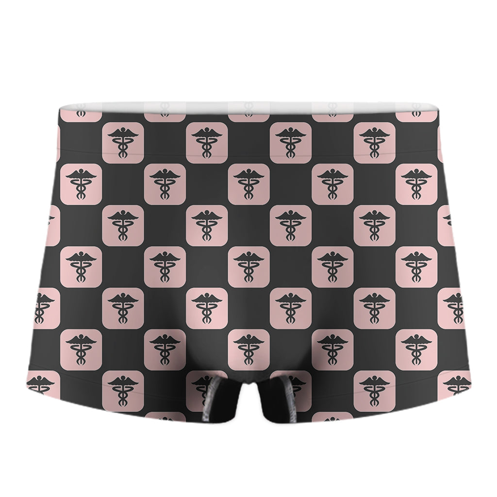 Caduceus Pattern Print Men's Boxer Briefs