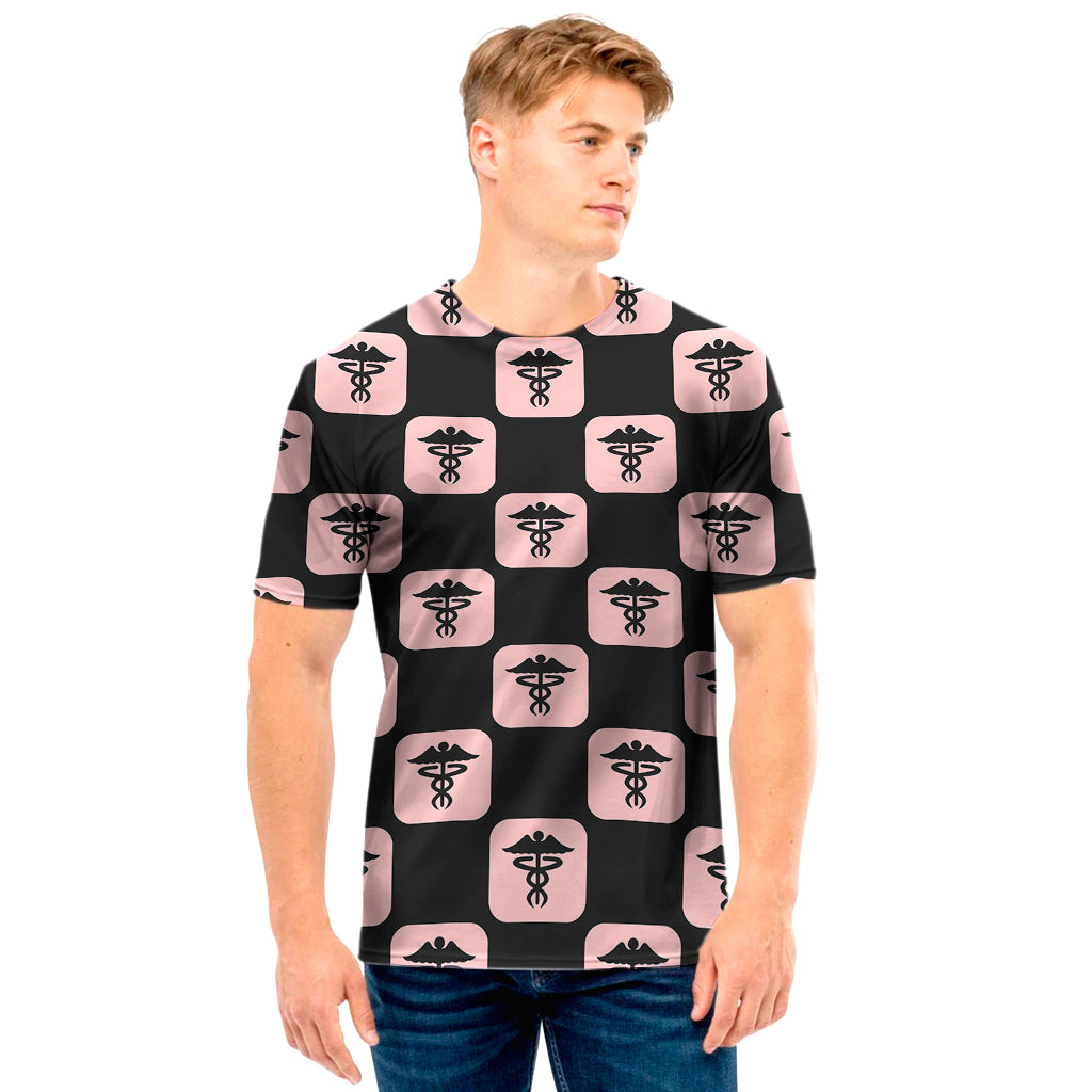 Caduceus Pattern Print Men's T-Shirt