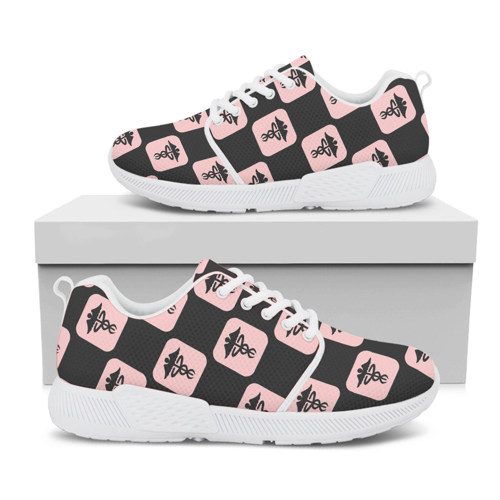 Caduceus Pattern Print White Athletic Shoes