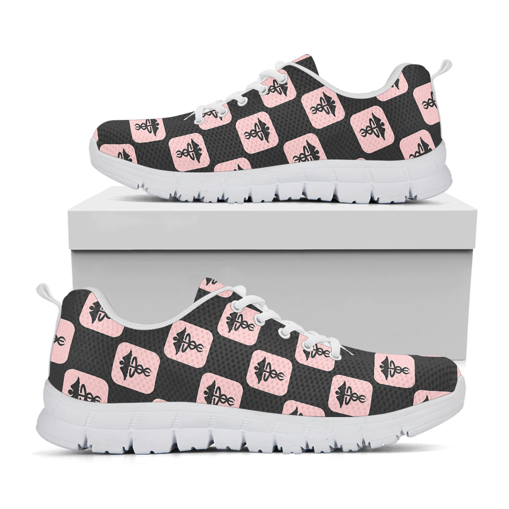 Caduceus Pattern Print White Sneakers