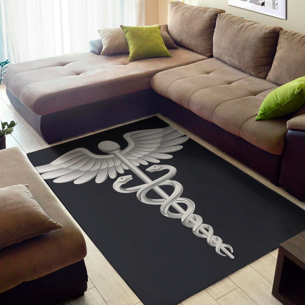 Caduceus Symbol Of Medicine Print Area Rug