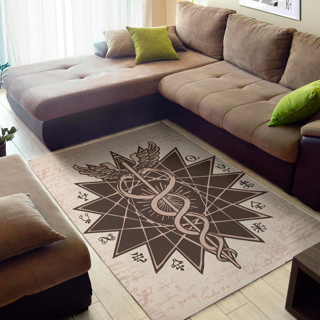 Caduceus Symbol Print Area Rug