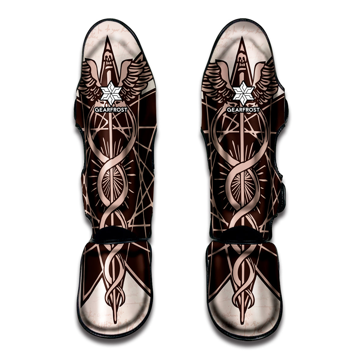 Caduceus Symbol Print Muay Thai Shin Guards