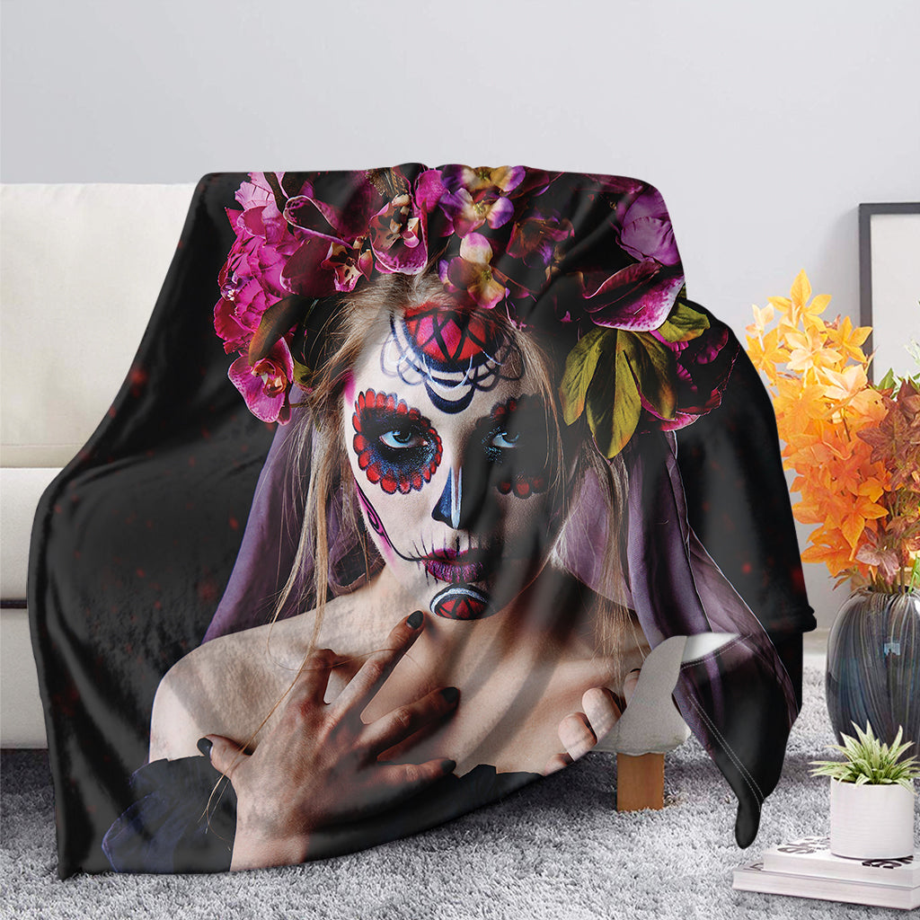 Calavera Girl Day of The Dead Print Blanket