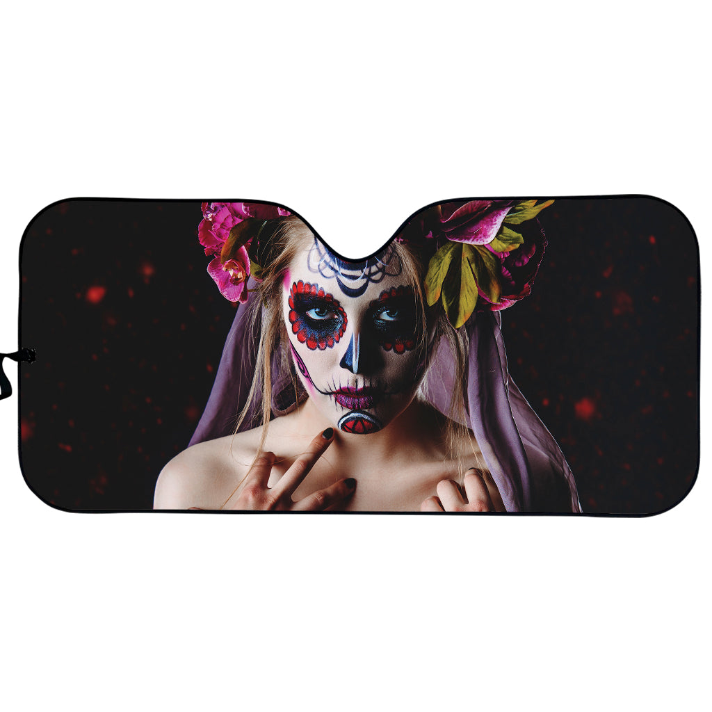 Calavera Girl Day of The Dead Print Car Sun Shade