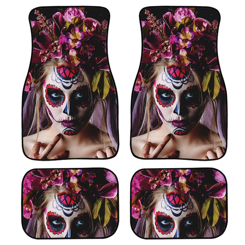 Calavera Girl Day of The Dead Print Front and Back Car Floor Mats