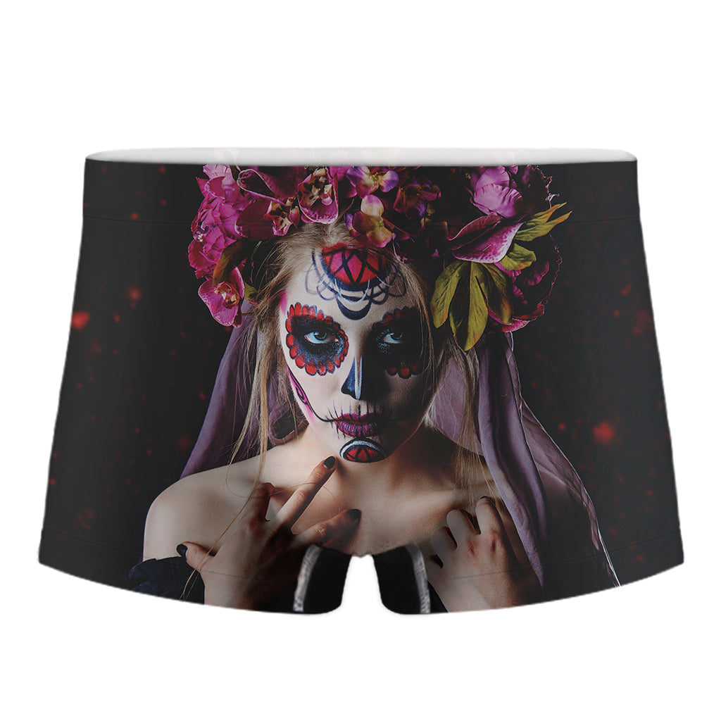 Calavera Girl Day of The Dead Print Men's Boxer Briefs