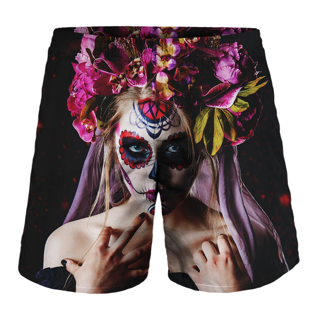 Calavera Girl Day of The Dead Print Men's Shorts