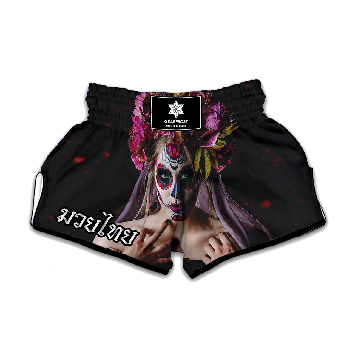 Calavera Girl Day of The Dead Print Muay Thai Boxing Shorts