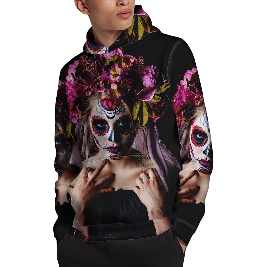 Calavera Girl Day of The Dead Print Pullover Hoodie