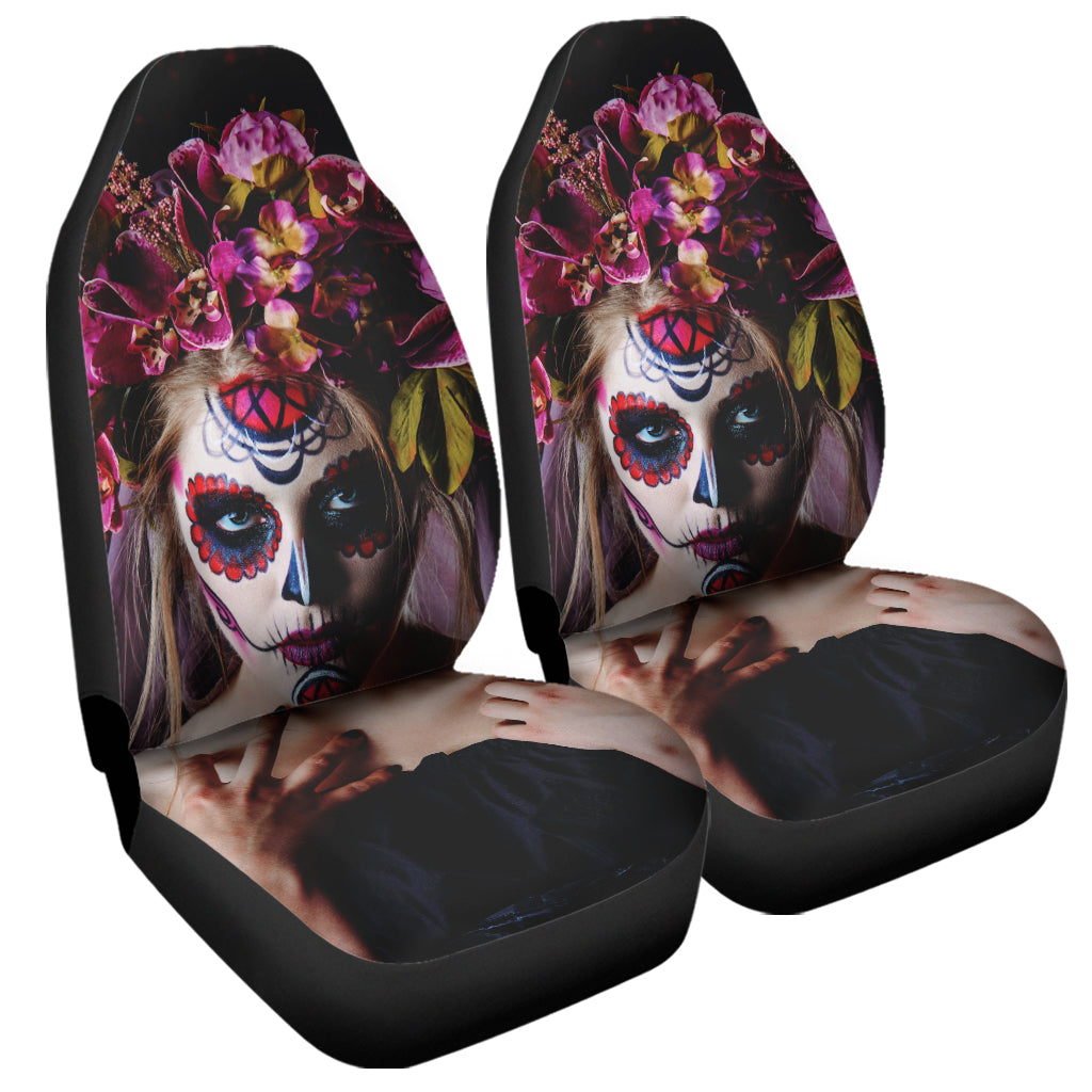 Calavera Girl Day of The Dead Print Universal Fit Car Seat Covers