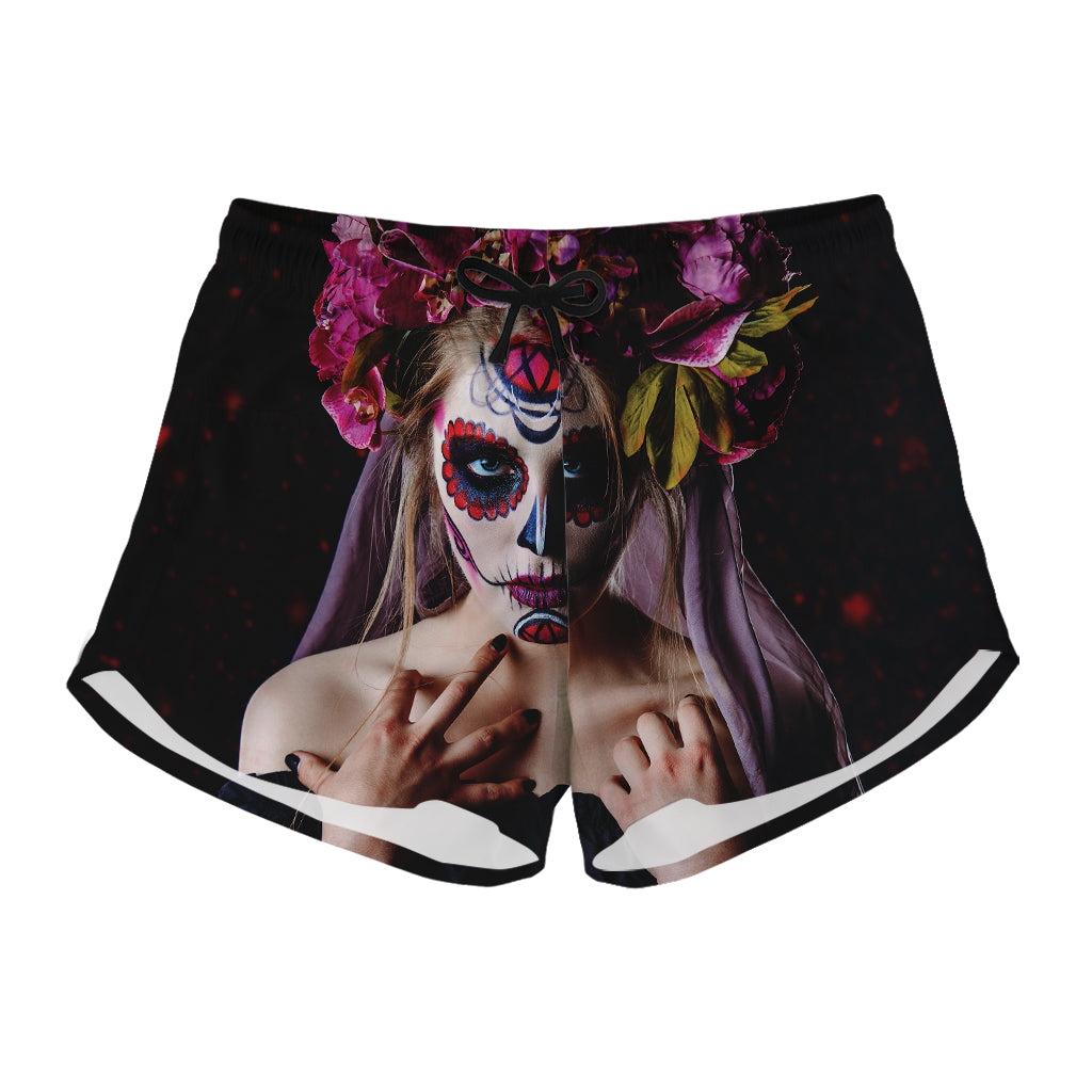 Calavera Girl Day of The Dead Print Women's Shorts