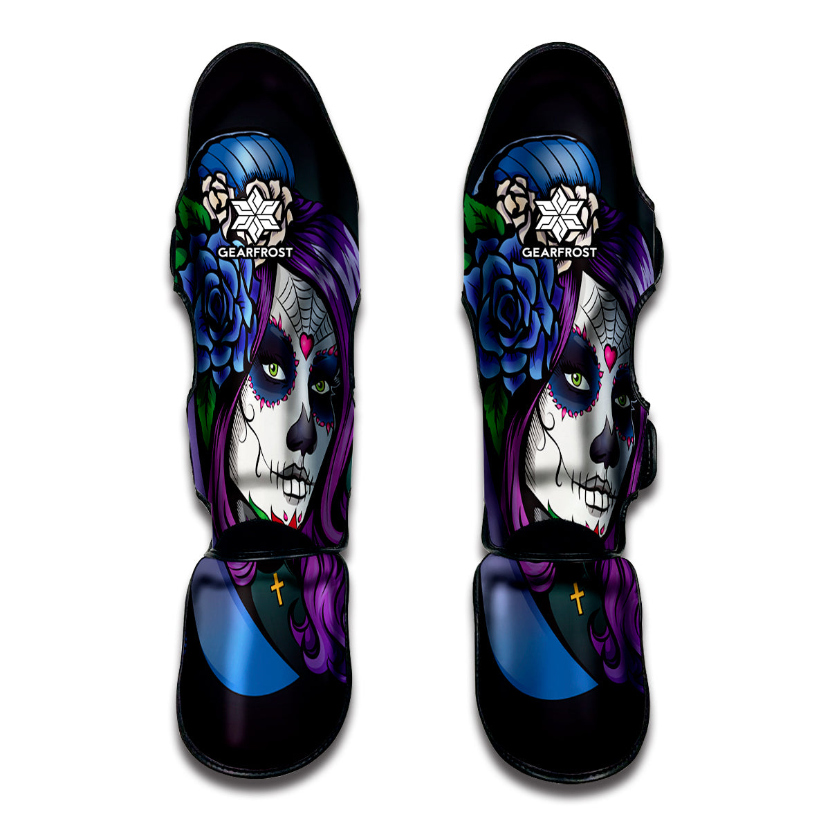 Calavera Girl Dia De Los Muertos Print Muay Thai Shin Guards