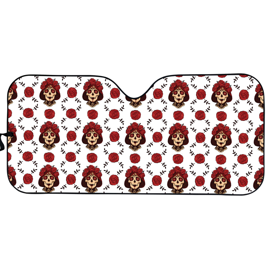 Calavera Girl Skull Pattern Print Car Sun Shade