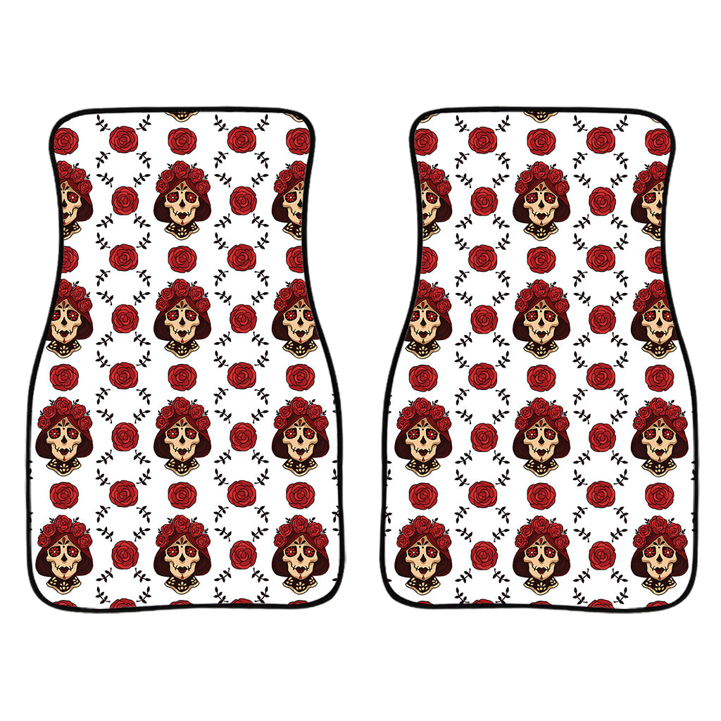 Calavera Girl Skull Pattern Print Front Car Floor Mats