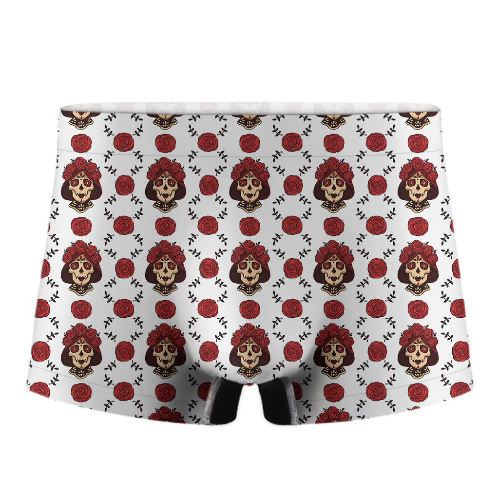 Calavera Girl Skull Pattern Print Men's Boxer Briefs