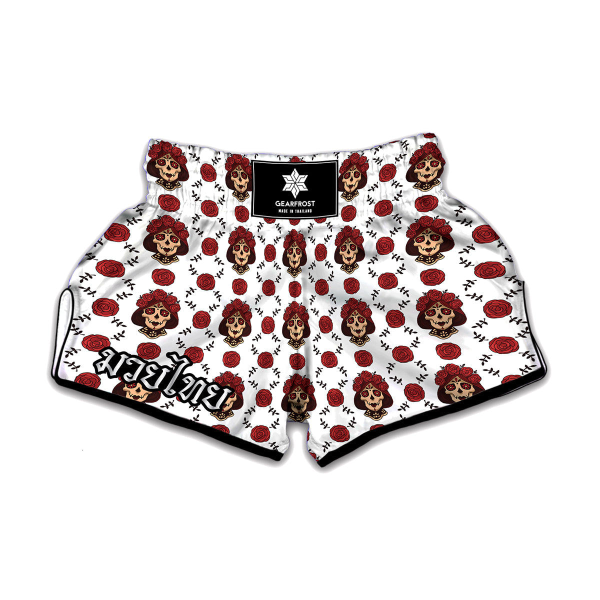 Calavera Girl Skull Pattern Print Muay Thai Boxing Shorts